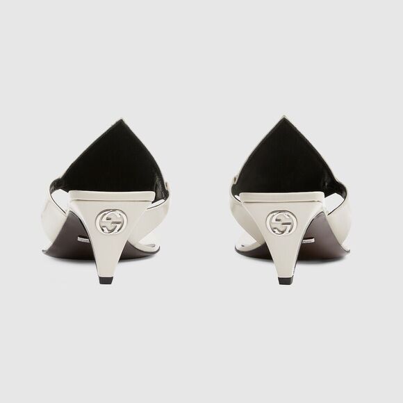 Gucci Mariame 55mm Horsebit White Leather Thong Heel Sandals Size 37/ 7 NIB $890 - Picture 2 of 12